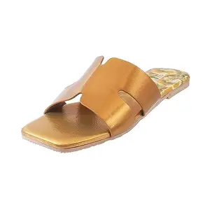 Metro Women Antic Gold Flat Fashion/Ethnic Chappal UK/7 EU/40 (41-134)