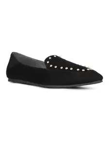 Inc.5 Womens Black Solid Pointed Toe Flat Ballerinas
