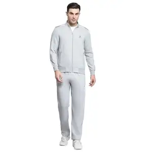 Monte Carlo Mens Printed Grey Mock Neck Full Sleeves Tracksuit