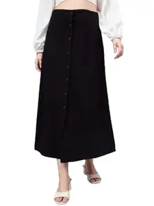 Style Quotient Women Black A-Line Maxi Denim Skirt