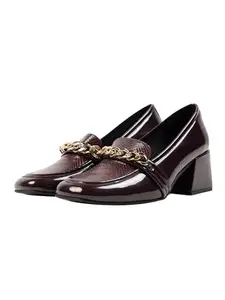 Theater Women Donna Maroon Block Heel Pumps | Stylish & Comfortable | Formal & Casual Wear