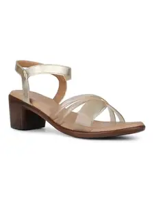 Inc.5 Womens Golden Party Wear Transparent Sandals