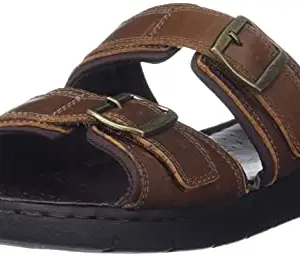 Scholl Men's Justin Mule Brown Leather Slippers - 8 UK (8764199)