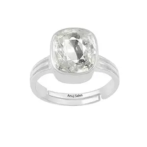 Anuj Sales Anuj Sales 6.25 Ratti / 5.00 Carat Unheated Untreated Ceylon White Sapphire/Safed Pukhraj Lab Certified, panchdhatu Adjaistaible Silver Plated Ring 100% Certified Natural Gemstone for Man and Women