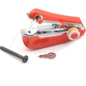 Portable Mini Hand Sewing Machine, Compact Handheld Stitching Tool, Red