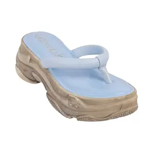 Catwalk Women Stylised SLIP-ON Platforms | For Women & Girls (BLUE,5 UK)