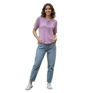 TOP TEN Relaxed Fit Comfortable Modern Timeless Everyday Tie-Neck Casual Chic Top for Women and Girls for Summers