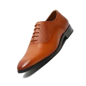 LOUIS STITCH Men's British Tan Derby Formal Shoes Handmade Italian Leather Shoes for Men (EUPLDYTN) (Size- 8 UK)