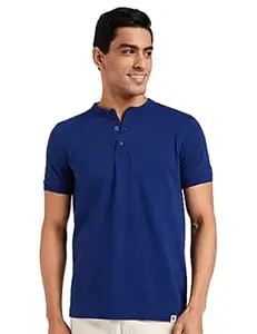 Amazon Brand - Symbol Men's Cotton Rich Polo T Shirt | Mandarin Collar Tshirts | Half Sleeves | Plain - Regular Fit (Available in Plus Sizes)