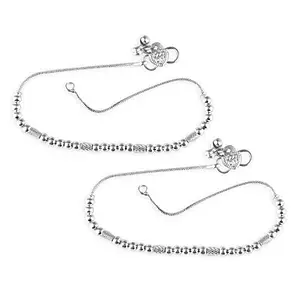 Vivastri Traditional Silver White Metal Payal Anklets Pair for Women & Girls [VIVA1008PYL]