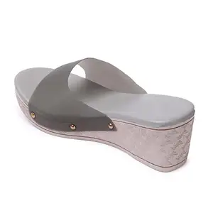 24 WHOLESALER Fashionable Grey Cushy Casual and Stylish Wear Wadge Sandal For Women's Pack Of 1 Pair Size- 7 Number