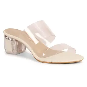 Commander Shoes Casual Transparent Block Heel Slip on for Girls and Women (564 Cream 7UK)