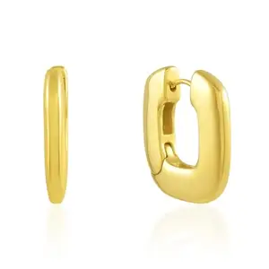 Arvino Casual Mini Geometric Ellips Hoops (25 X 26 Mm) With 18K Pvd Gold Plating And Water Resistance Premium Plating
