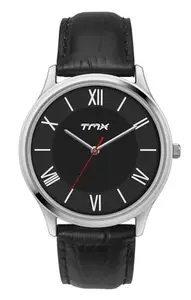 TMX Men Black Analog Round Brass Dial Watch- TM0TG7309T