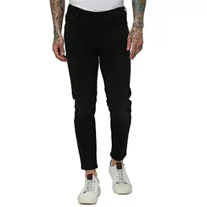 MUFTI Mens Black Ankle Length Jeans