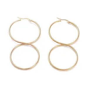 Via Mazzini Surgical Steel No-Rusting No-Tarnish Gold Plated Everyday Wear Twisted Circles Long Hoop Earrings For Women And Girls (ER2510)