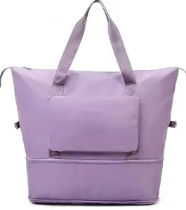 Foldable Travel Friendly Handbag, Large Capacity, Waterproof Carry Luggage Bag (40 x 23 x 45cm) (Purple)
