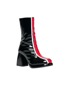 Theater Women Red & Black Chunky Block Heel Boots | Square Toe | Stylish & Comfortable | Party & Causal Wear