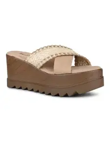 Inc.5 Women Beige Textured Flatform Heels