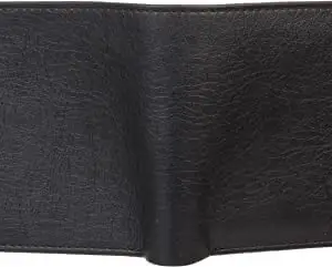 WILD EDGE Genuine Leather Men Black Casual Solid Design Bi-fold Wallet for Men with Detachable Card Holder (Pack of 1)