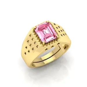 MBVGEMS Natural 13.00 Carat Pink Sapphire Gold Plated ring Gold Plated Ring Astrological Adjustable Ring Size 16-22 for Men and Women