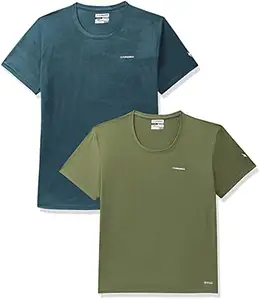Charged Active-001 Camo Jacquard Round Neck Sports T-Shirt Petrol-Green Size 2Xl And Charged Endure-003 Chameleon Spandex Knit Round Neck Sports T-Shirt Olive Size 2Xl