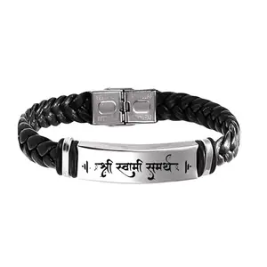 M Men Style Religious Shri Swami Samarth Bracelet For Men Stylish Latest Fashion Leather Hand Bracelet Steel Buckle Clasp Braided For Men And Boys Wrist Band SBr2025350