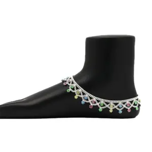 Women's Multi Color Rhinestone Anklets-PID46446