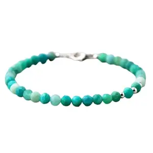 RRJEWELZ Amazonite Bracelet for Men & Women – 4-4.5mm Round Smooth Multicolor Beads – 7 inch with Silver Plated Clasp – Healing, Fashion, Gift, Spiritual, Yoga|LCBR_RR_00176