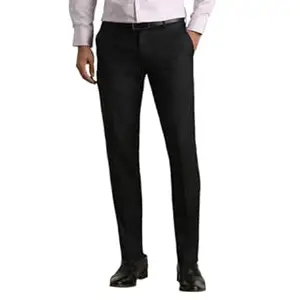 Van Heusen Mid Rise Checkered Formal Trouser for Men|Regular Fit Formal Pants |Stretchable Waist|