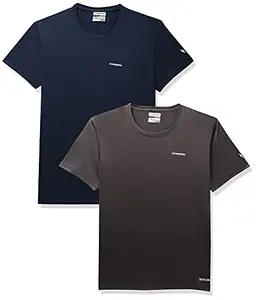 Charged Endure-003 Chameleon Spandex Knit Round Neck Sports T-Shirt Navy Size 2Xl And Charged Play-005 Interlock Knit Geomatric Emboss Round Neck Sports T-Shirt Dark-Grey Size 2Xl