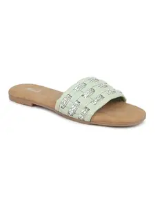 INC.5 Women Pista Stones Embellished Open Toe Flats