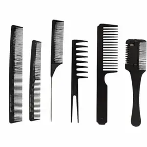 Professional Hair Styling Combs Set, 6 Different Features, Black