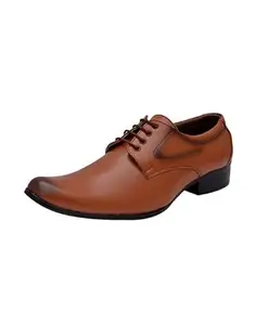 SIR CORBETT Men's Tan Leather Laceup Formal Shoes for Men - 10 UK