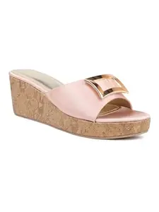 Inc.5 Women Rose Gold Embellished Wedge Heels