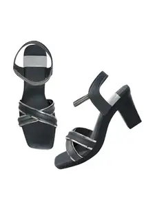 SELFIEE Cross Strap Block Heels Perfect for Every Occasion, Elegant Party Heel Sandals for Women & Girls