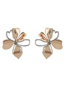 Priyaasi Floral Love Silver Rose Gold-Plated Earrings For Women & Girls