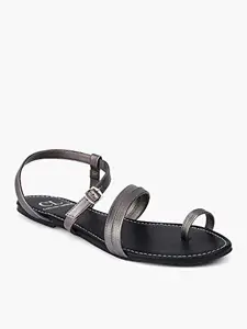 Carlton London Women's Pewter Fashion Sandals - 5 UK/India (38 EU)(CLL-4487)