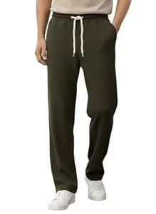 Pinkmint Men's Poly Lycra Ribbed Relaxed Fit Stretchable & Comfortable Trouser | Flexible Elastic Waist with Drawstring Lower for Man | Men Tack Pant Casual Wear | Gym Joggers | Lounge