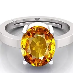 9.25 Ratti Yellow Sapphire Original Stone Adjustable Ring For Men And Women With Lab Certified A11