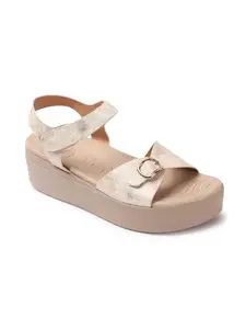 ELLE Women Sandal, Colour-Gold, Size-UK 7