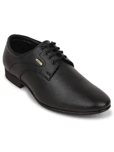 Liberty Fortune UVL 131 Formal Lacing Derby Shoes for Men with PU Sole | Comfortable Upper and Lightweight | Cushioned Footbed | Durable and Trendy Design | Quick Wear Elastic Laces (Black 40 EU)