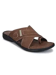 Ajanta Men's Brown Synthetic Leather Sandal - 7 UK