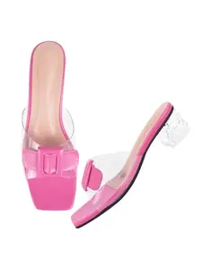 TRYME Glamorous Stylish Block Heels Comfortable Transparent Heel Sandal for Women & Girls