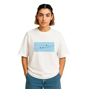 TAG Women Cotton Oversized Half Sleeve Tshirt, Round Neck Longline Printed Drop Shoulder T-Shirt