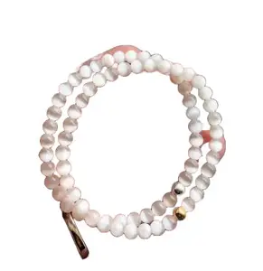 LKBEADS Natural AAA Natural Selenite Gemstone rondelle 4-6mm smooth 7inch Beads Stretchble bracelet crystal healing energy stone bracelet for Women & Men Adjustable Size