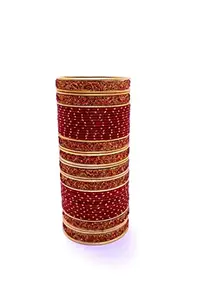DRP Red & Rani Colour Metal Bangle Set Designer Traditional Ethnic Bangle Set of 48 for Both Hands For Women and Girls. (Size-2.6, 2.8) 1 Box & Mask GIFT with This pack. (Red, Medium - 2.6)