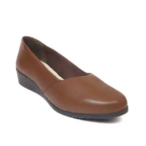 Zoom Shoes Premium Leather Comfortable Lightweight Bellies for Women with TPR Sole Ideal for Casual Wear Brown