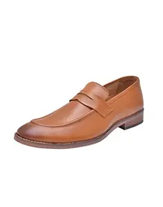HiREL'S Men's Tan Leather Formal Shoes-9 UK/India (43 EU) (hirel1173)