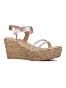 Inc.5 Womens Rose Gold Party Wear Solid Round Toe Wedges Heel Sandals